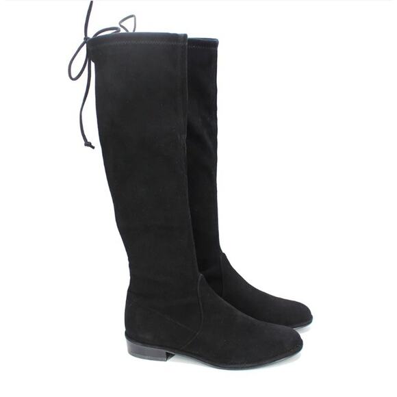 Stuart Weitzman Black Over-The-Knee Boots Reserve Stretch Suede Boot Size 5 - Picture 2 of 7